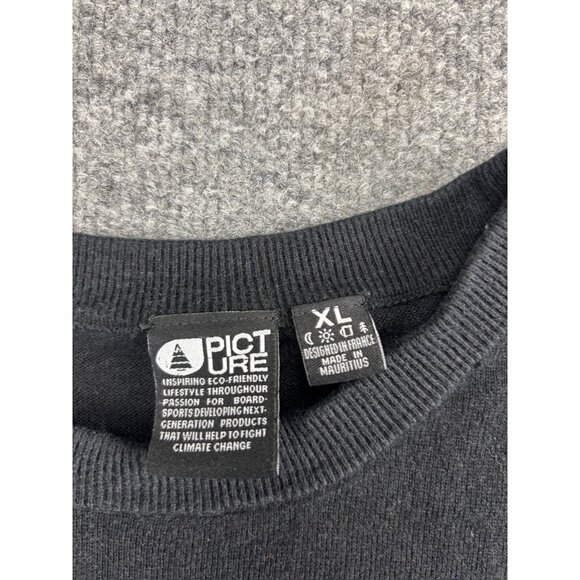 Picture Organic Clothing Wool Blend Sweater Men's XL Black Long Sleeve Pullover - Picture 2 of 8